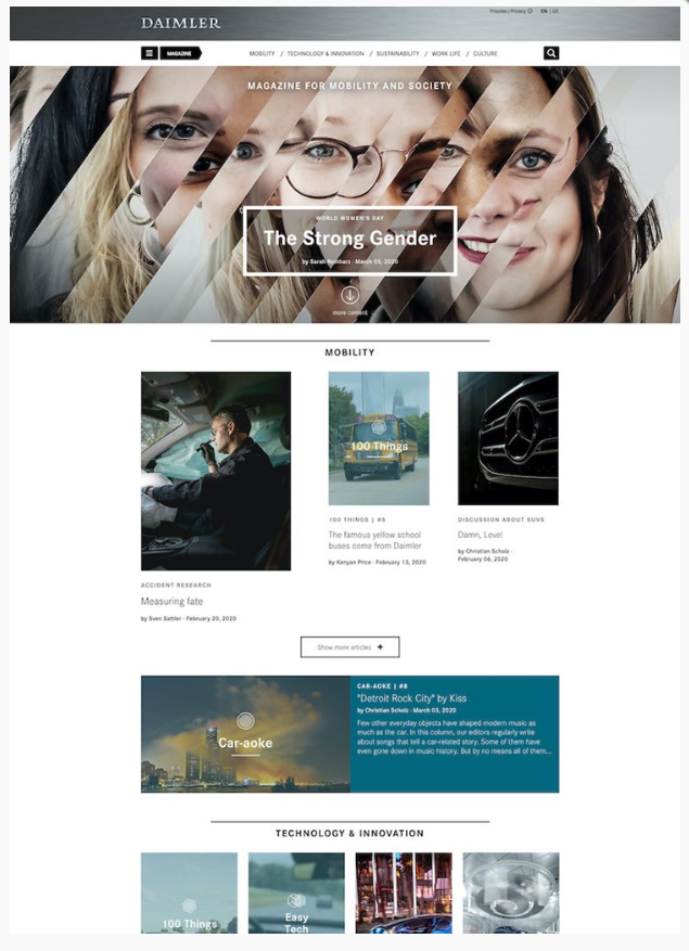 Daimlerのサイトの画面キャプチャ