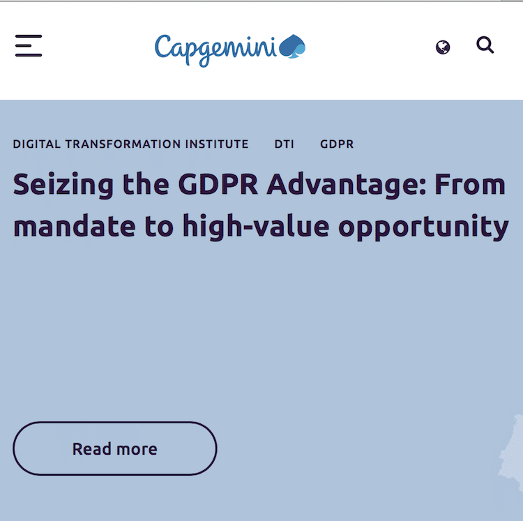 Capgeminiのサイト(モバイル表示)のヘッダー付近