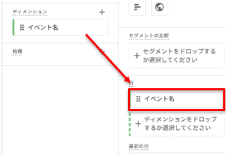「行」に「イベント名」をドラッグ＆ドロップ